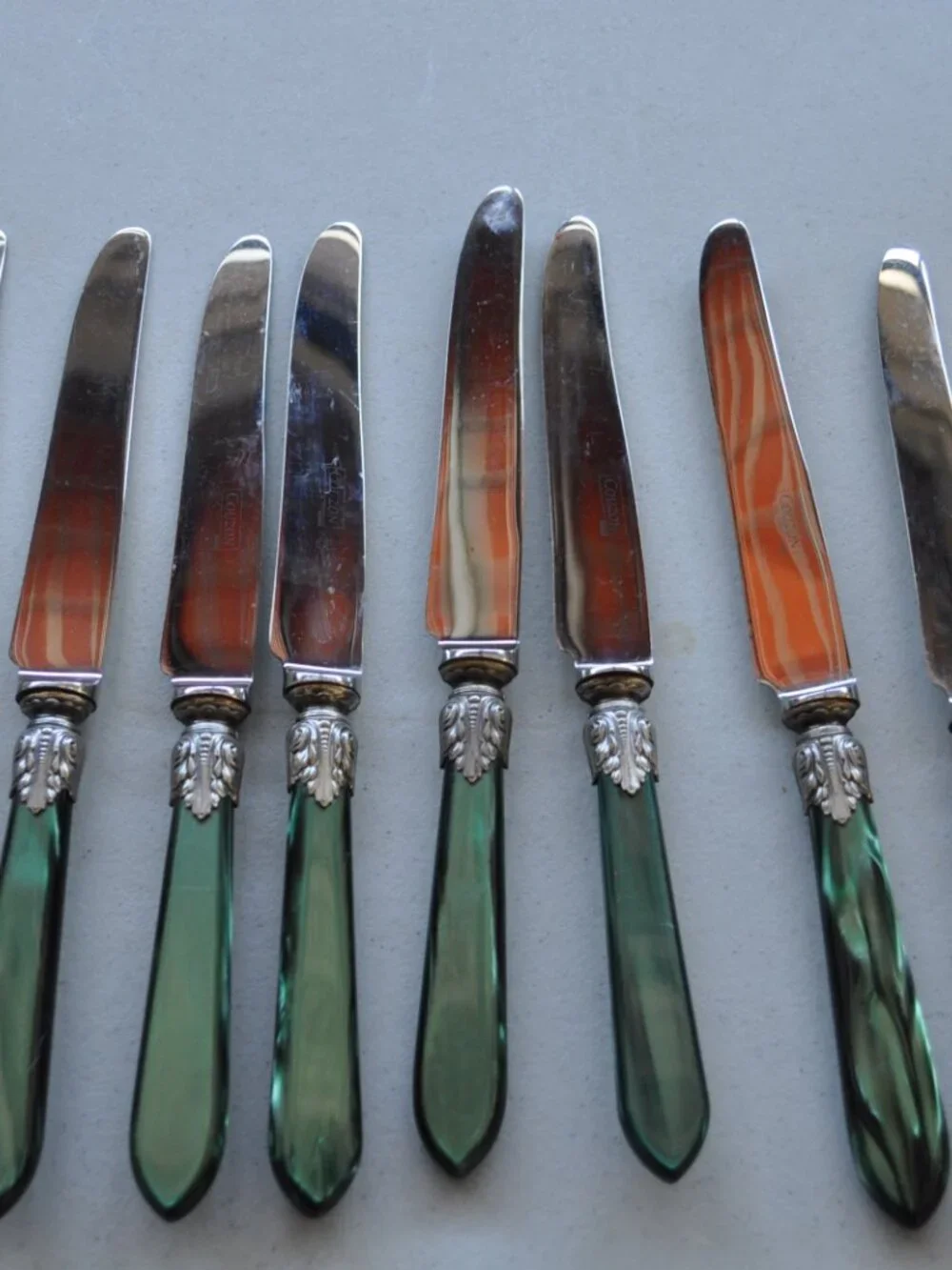 Jean Couzon France Galaxy Green Flatware – 13 Pieces – Rare Discontinued